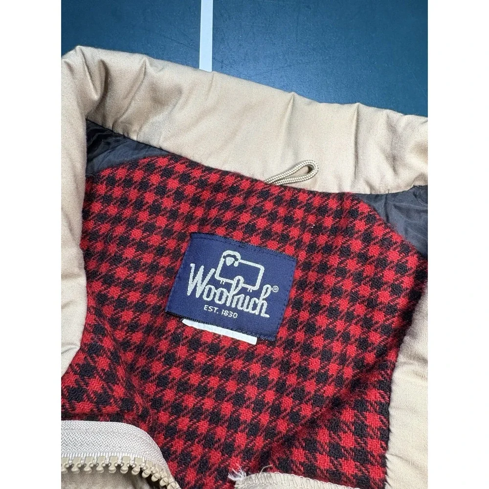 Vintage Woolrich Jacket Mens XL Beige Mountain Parka Wool Plaid Lined USA Made‎